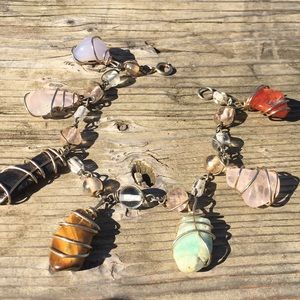 Vintage precious stone charm bracelet adjust size